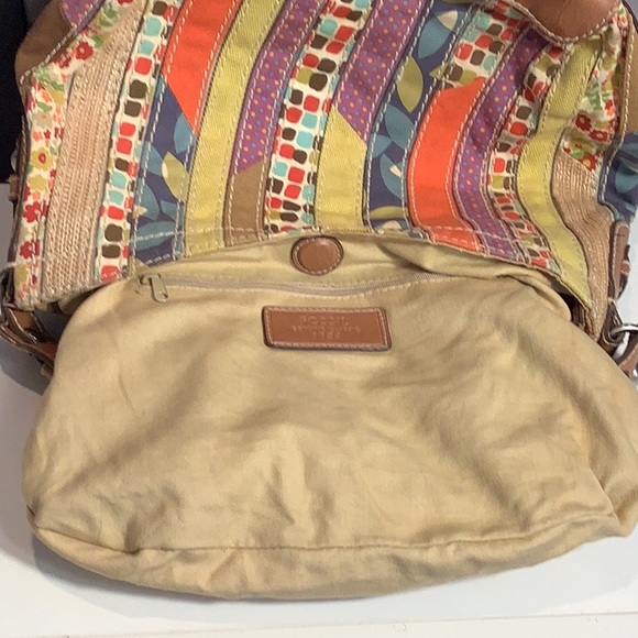 Fossil Multicolor Patchwork Fabric Bohemian Hobo Shoulder Handbag Purse - Picture 10 of 12